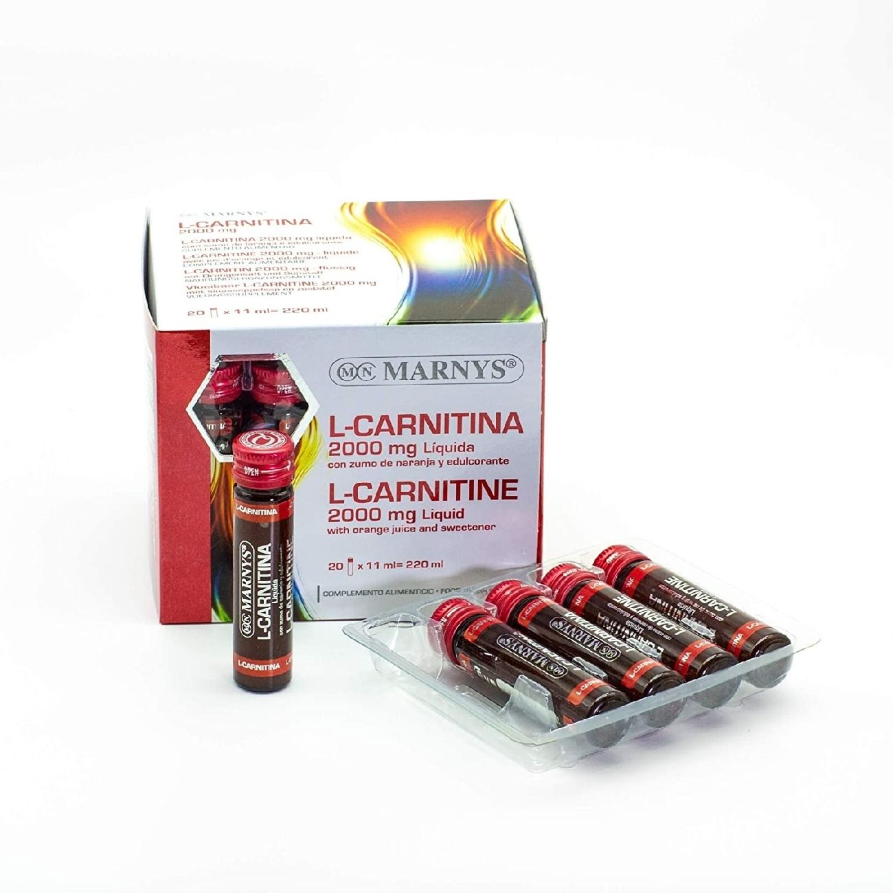 Marnys L-Carnitine Liquid Dietary Supplement 2000 Mg 20 Vials