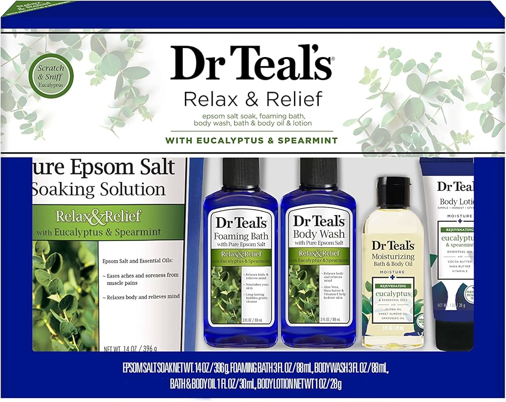 Dr Teals Lav/Euc/Sleep Asstd. Bath Salt 11Oz, Fbath, Bwash, Blotion Regimen Gift Set
